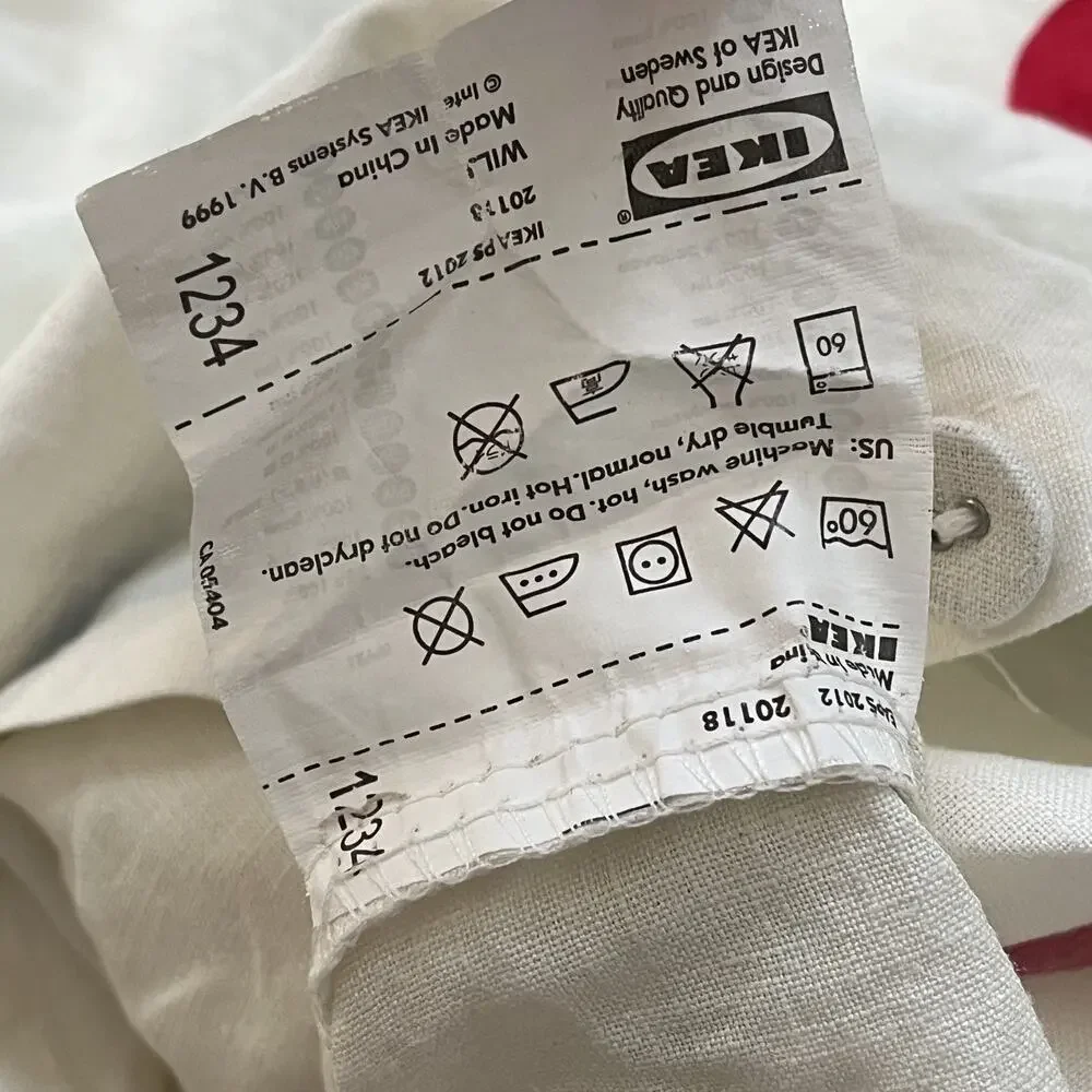 IKEA 100% Linen Rainbow Polka Dot 79x39.5 Duvet Cover and Pillowcase